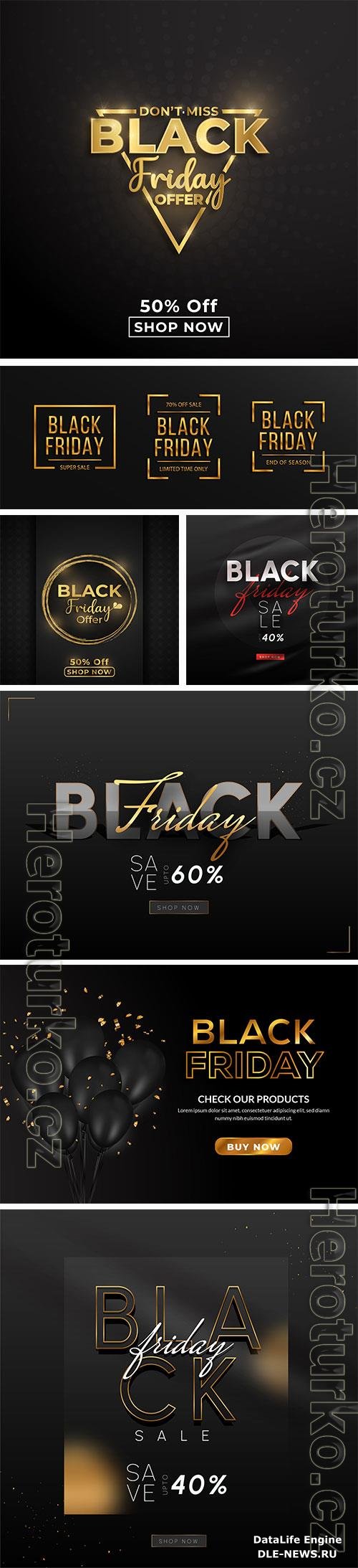 Realistic black friday sale banner with text space