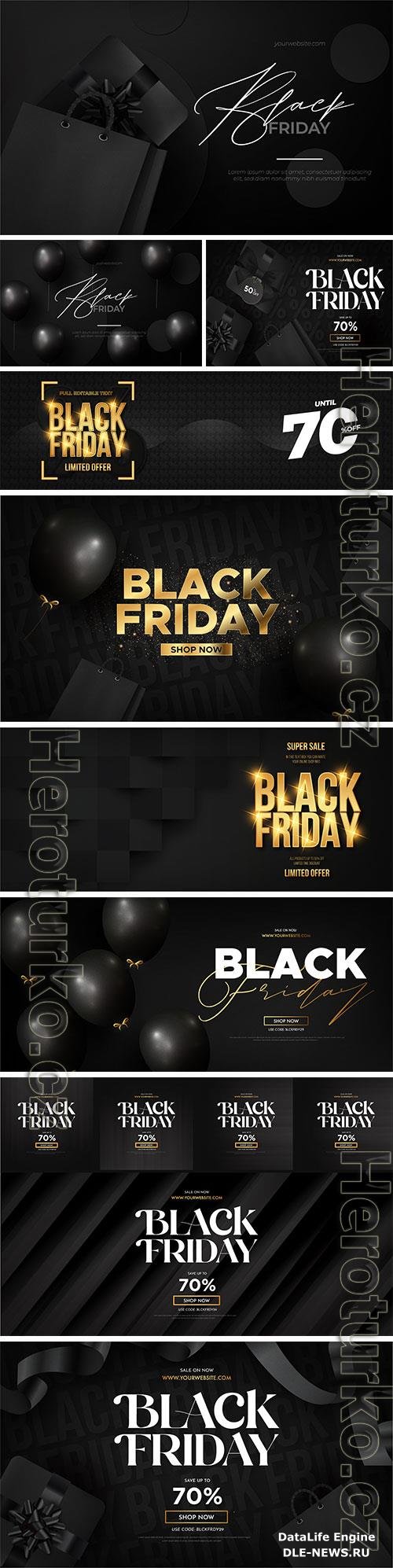 Black friday super sale with realistic shopping vector elemens