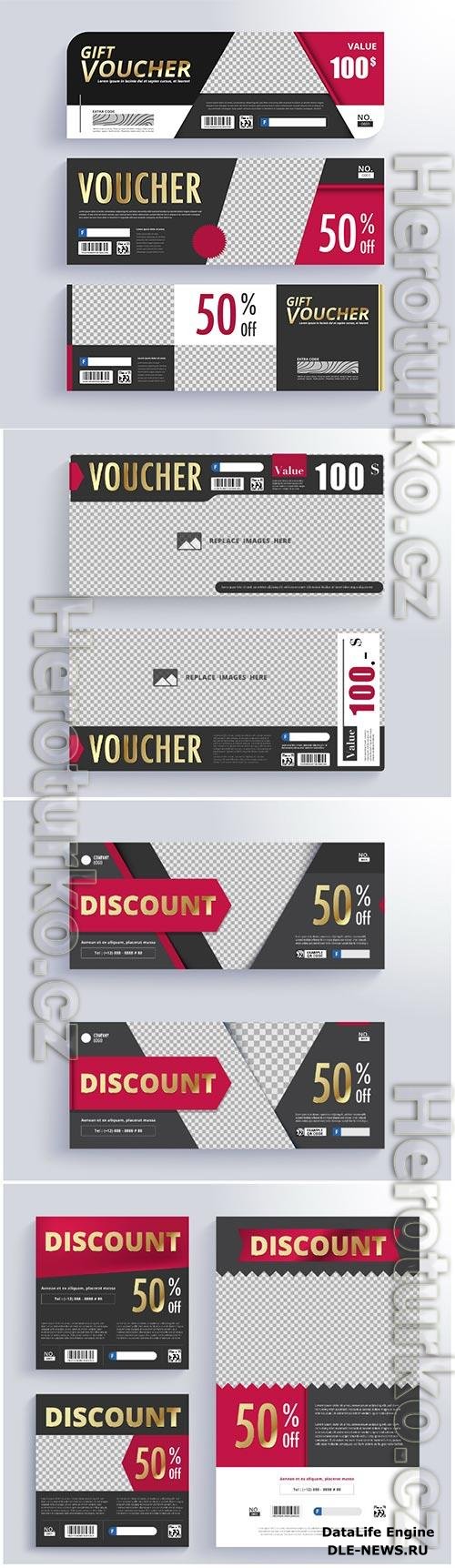 Vouchers and discount cards in vector