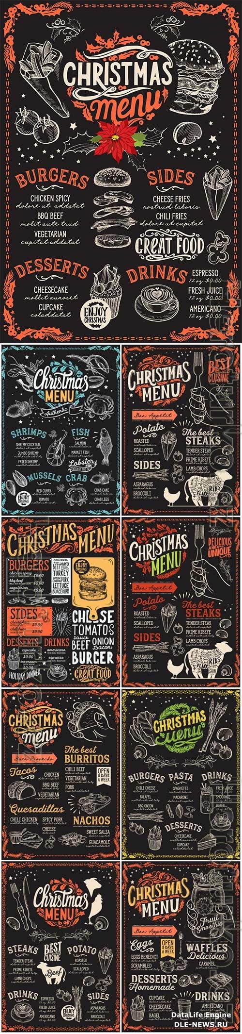 Vintage christmas menu in vector
