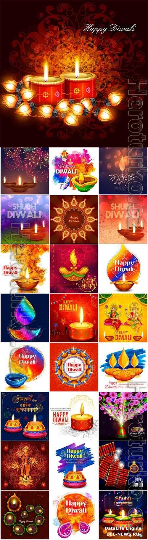 Diwali bright and colorful illustration in vector