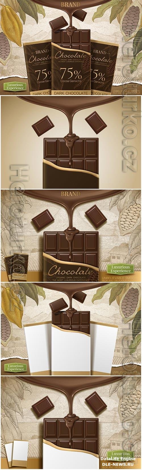 Chocolate advertising vintage poster in vector