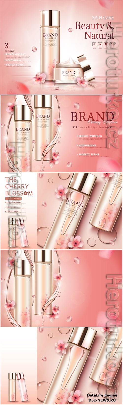 Brand perfumes and cream for women in vector