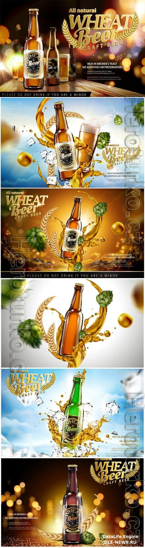 Beer advertising posters in vector
