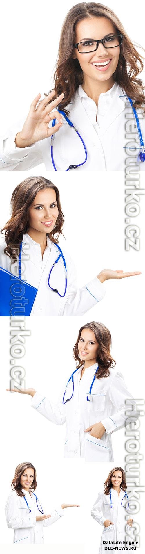 Woman doctor in different poses