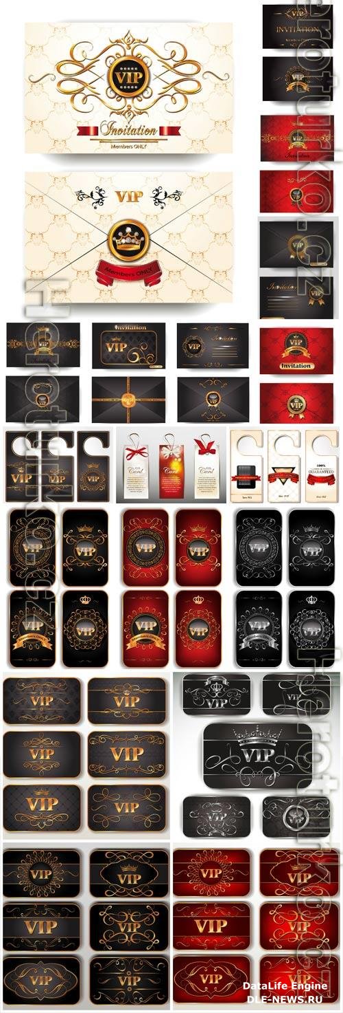 Luxury vip cards with gold decor