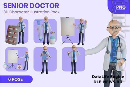 Senior Doctor 3D Mascot Character