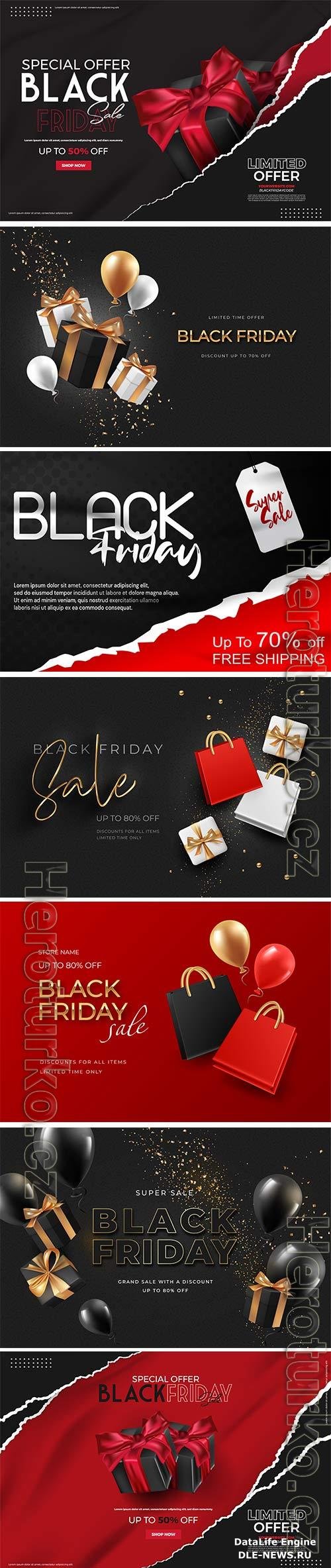 Black friday sale web banner vector template