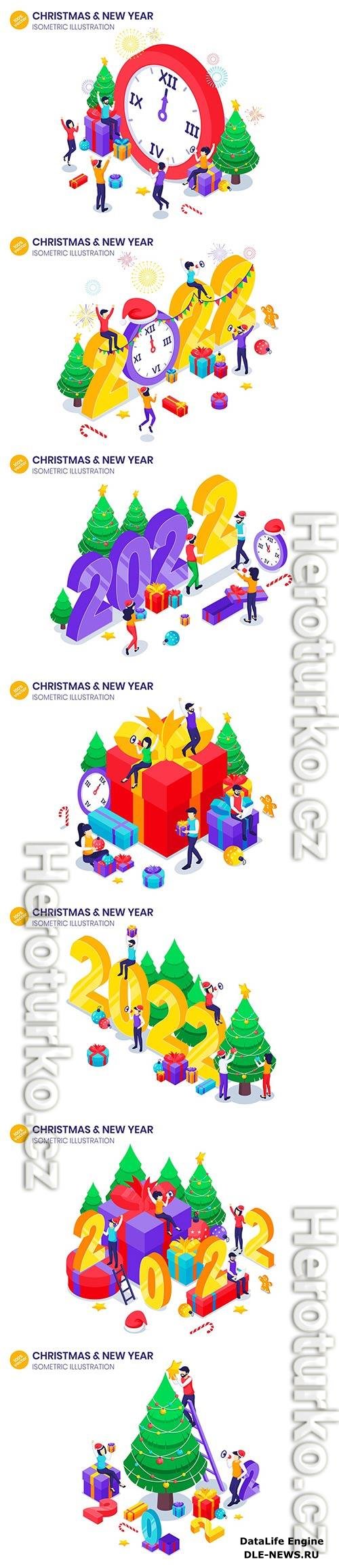 Happy New Year Isometric Illustration - Agnytemp