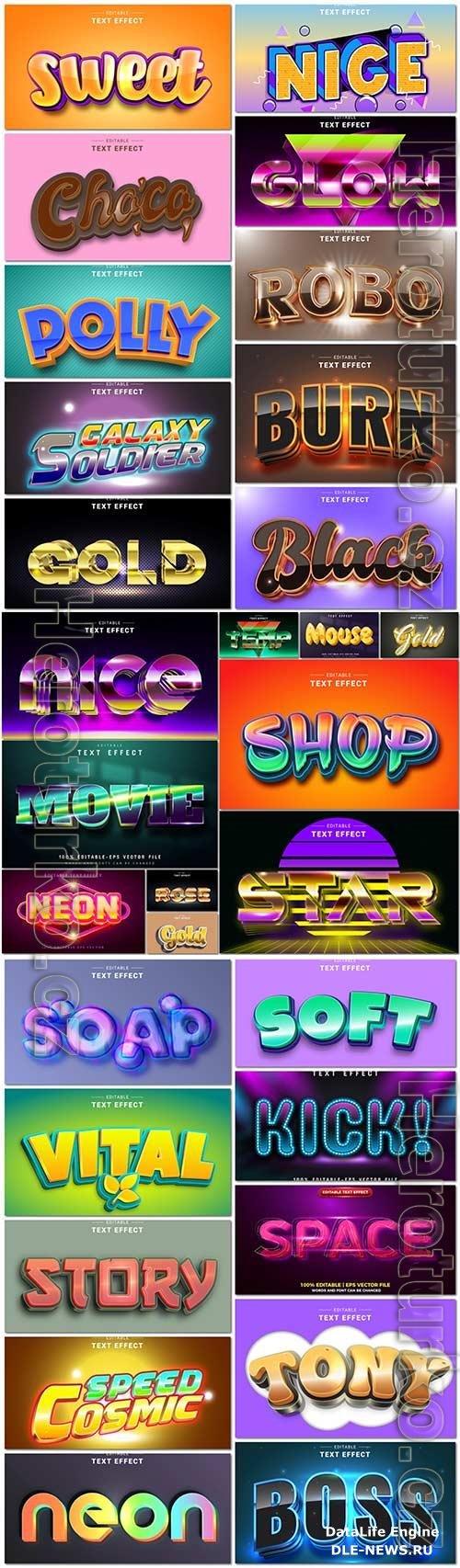 Bundle text style effect vector vol 60