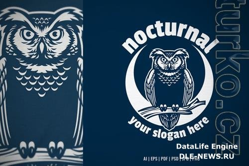 Nocturnal Night Owl Bird Logo Template