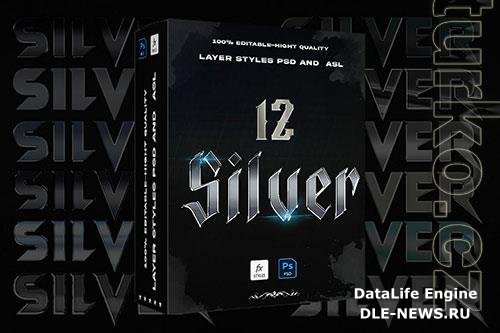 12 Silver Chrome layer Styles Photoshop Action