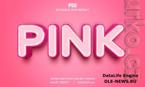 Pink 3d editable text effect premium psd