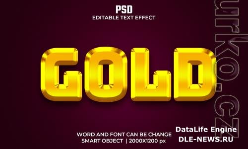 Gold 3d editable text effect premium psd with background