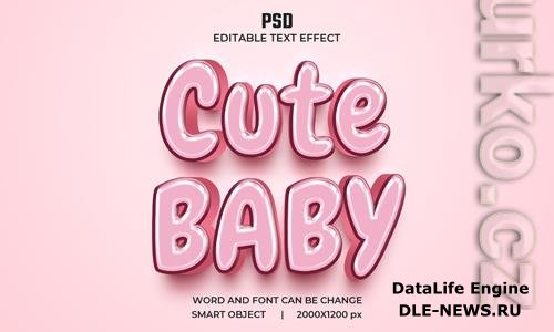 Cute baby 3d editable text effect premium psd with background