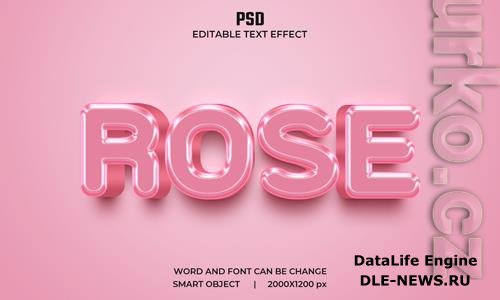 3d Rose editable pink color text effect premium psd with background