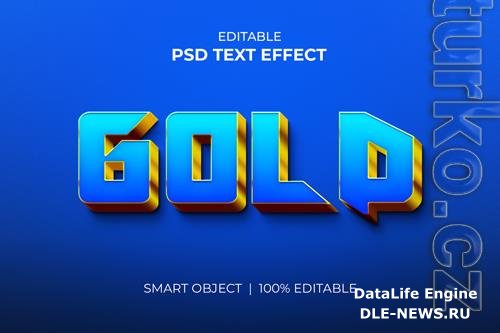 Golden blue editable 3d text effect mockup premium psd