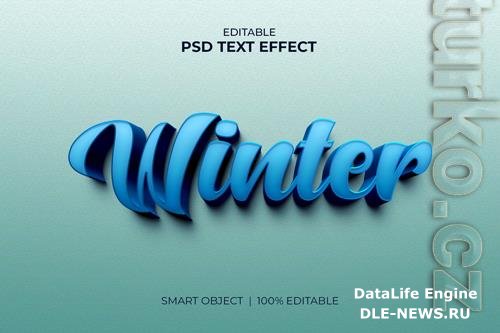 Winter editable 3d text effect mockup premium psd