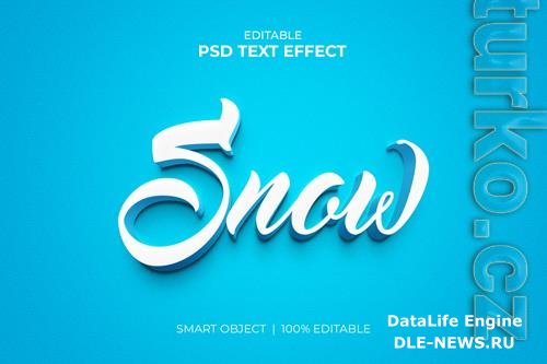 Snow editable 3d text effect mockup premium psd