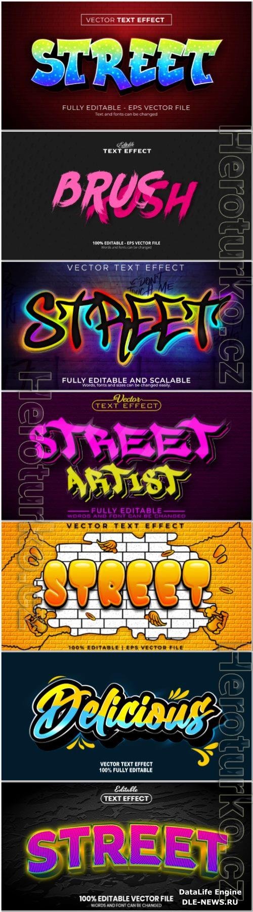 Set 3d editable text style effect vector vol 370