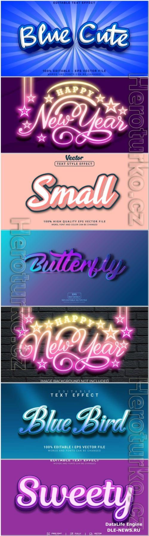 Set 3d editable text style effect vector vol 368