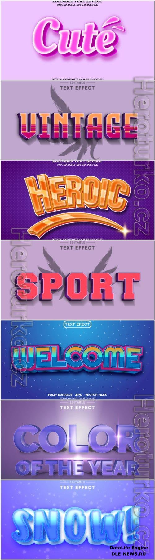 Set 3d editable text style effect vector vol 367