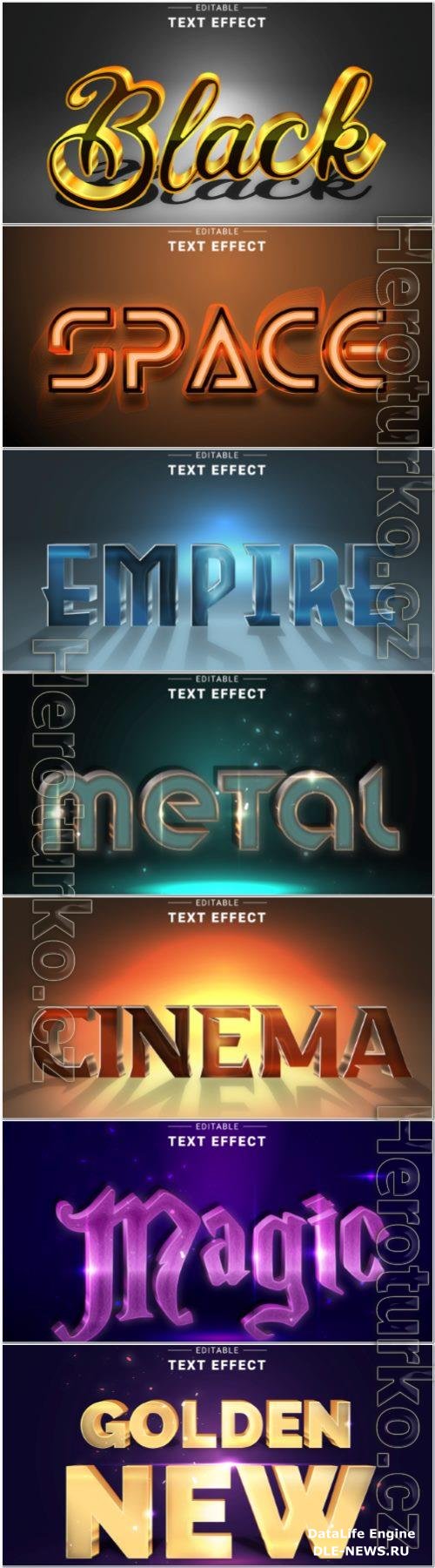 Set 3d editable text style effect vector vol 364