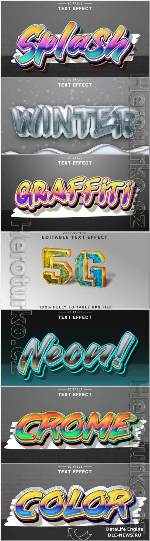 Set 3d editable text style effect vector vol 362