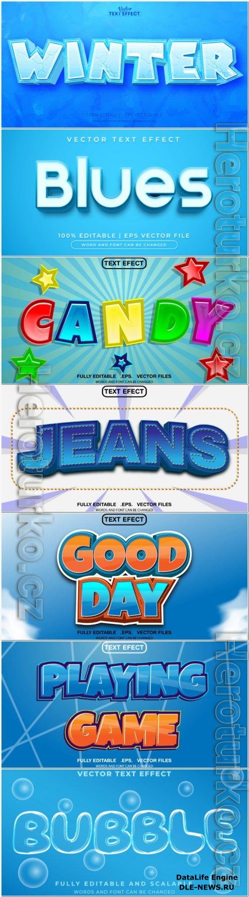 Set 3d editable text style effect vector vol 357