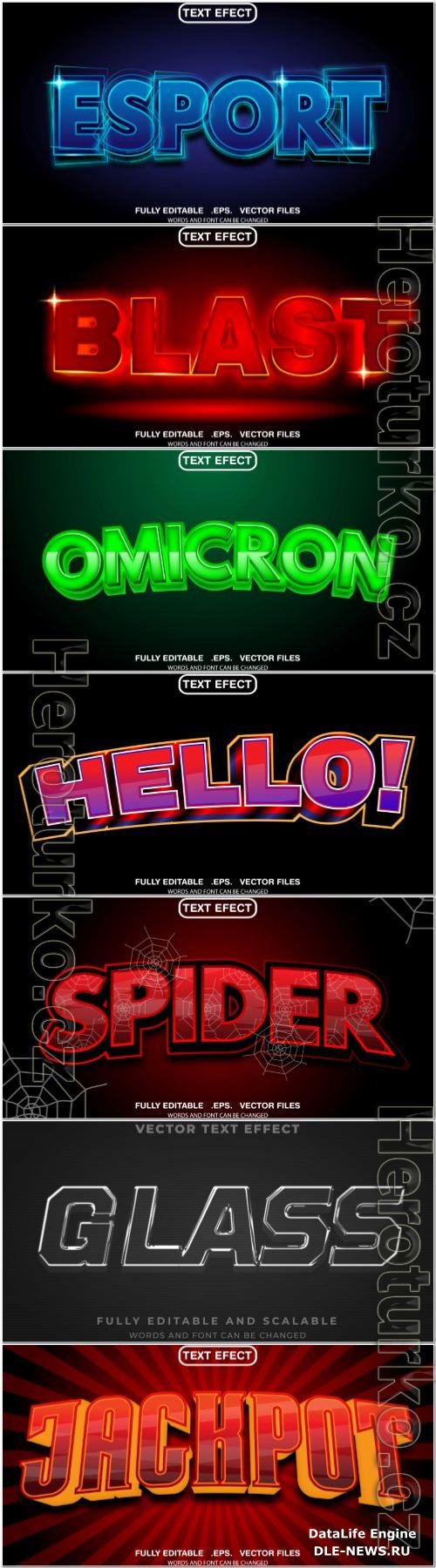 Set 3d editable text style effect vector vol 354