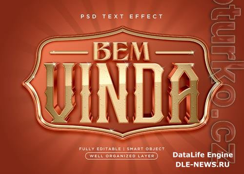 3d style bem vinda text effect psd