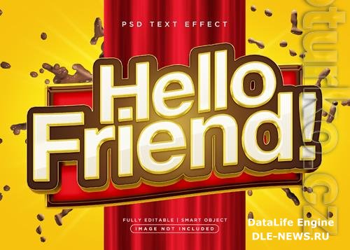 3d style hello friend text effect psd