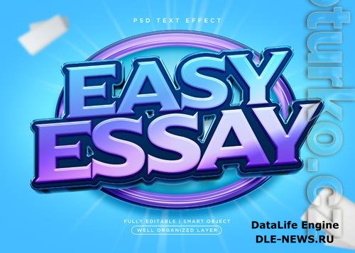 3d style essay text effect psd