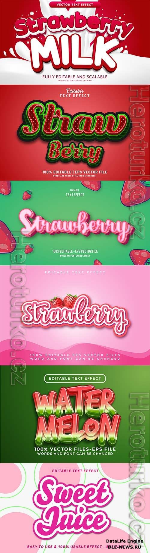 Set 3d editable text style effect vector vol 337