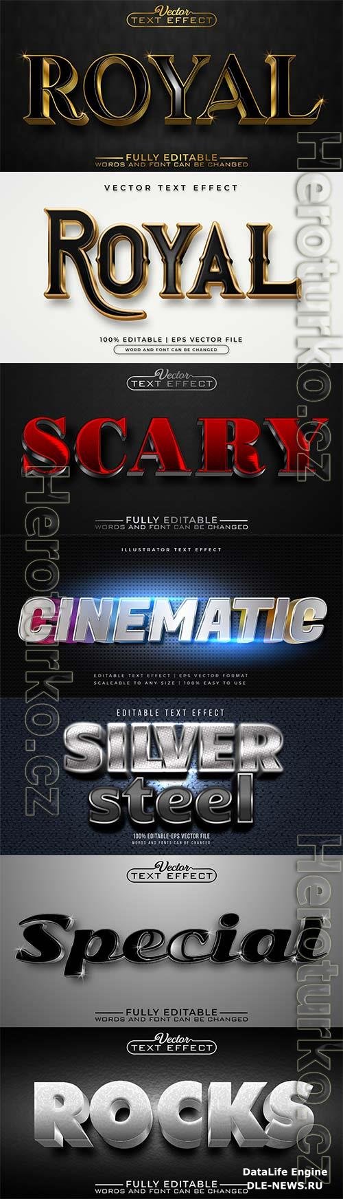 Set 3d editable text style effect vector vol 336