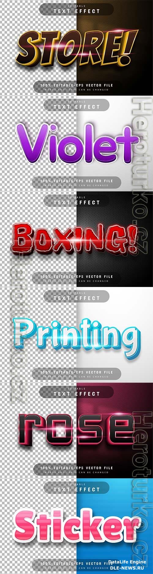 Set 3d editable text style effect vector vol 335