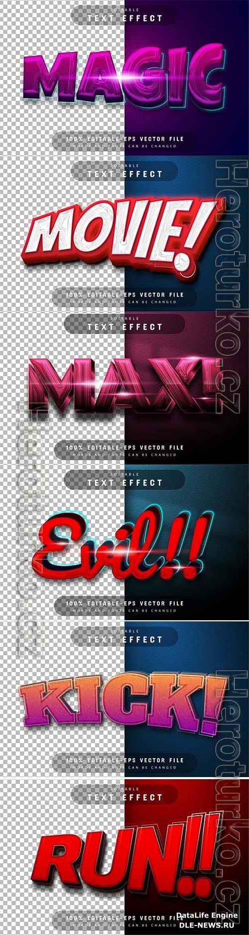 Set 3d editable text style effect vector vol 334