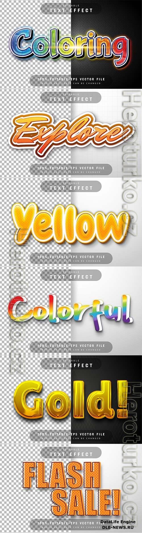 Set 3d editable text style effect vector vol 333