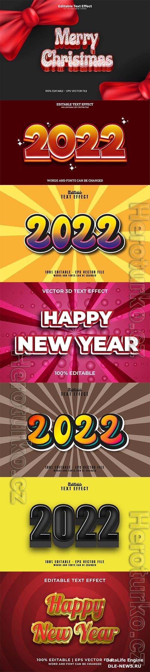 New year and christmas text effect in vector
