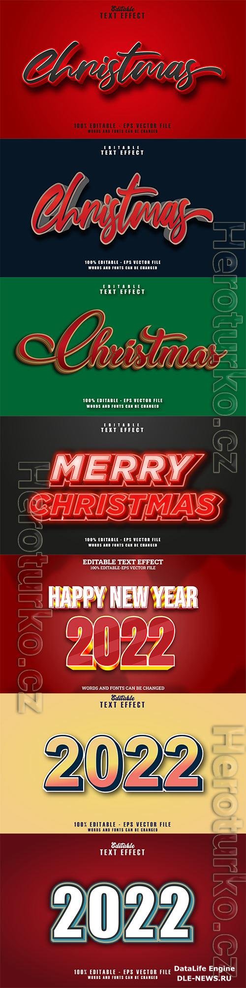 2022 text effect, Christmas text vector