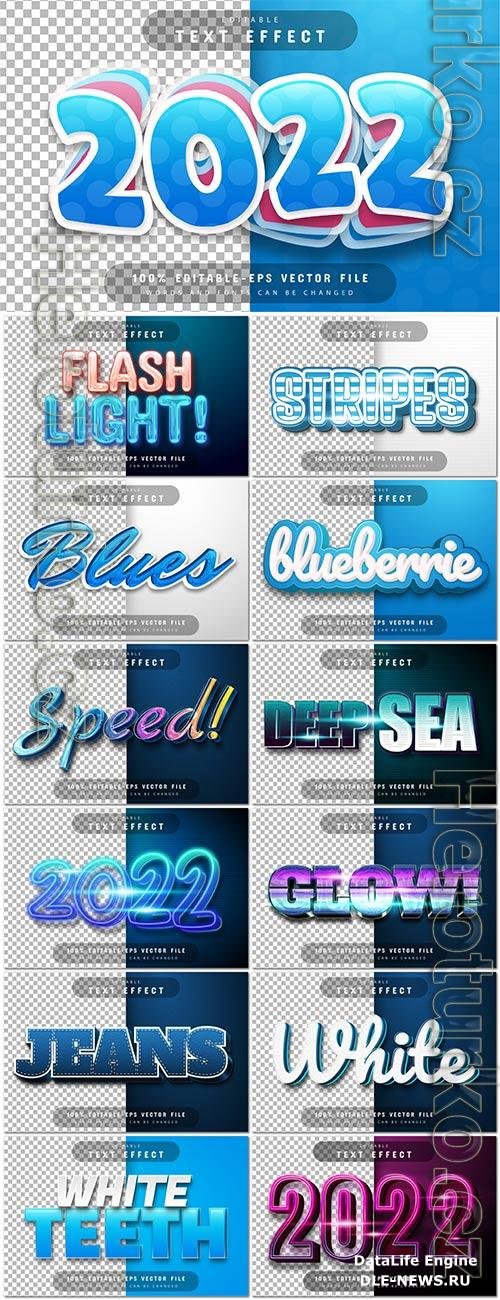 Set 3d editable text style effect vector vol 322