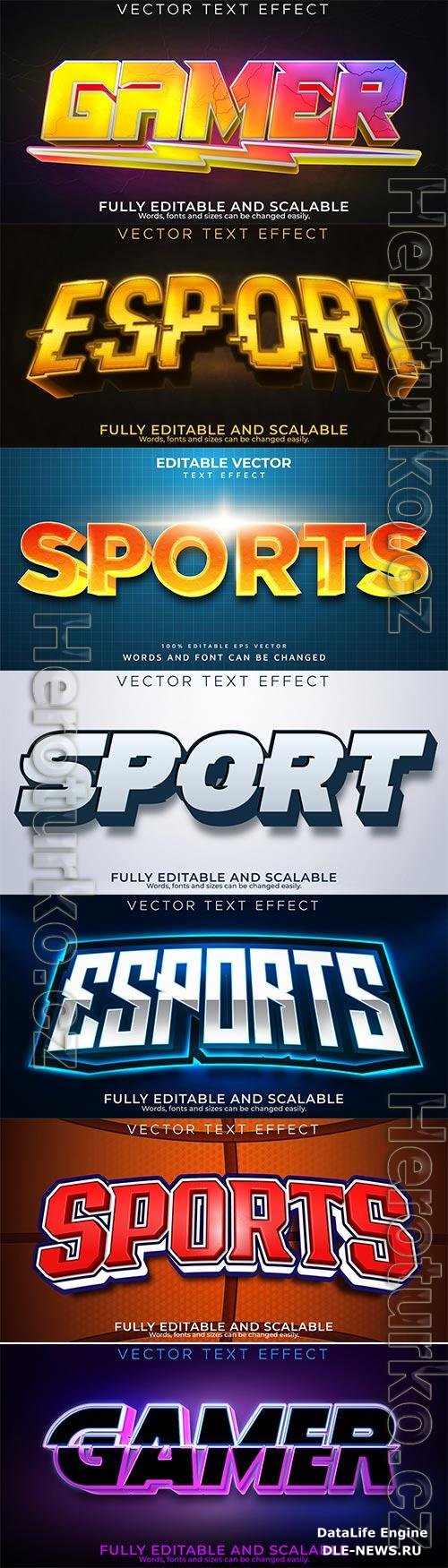 Set 3d editable text style effect vector vol 302