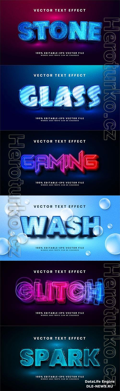 Set 3d editable text style effect vector vol 300