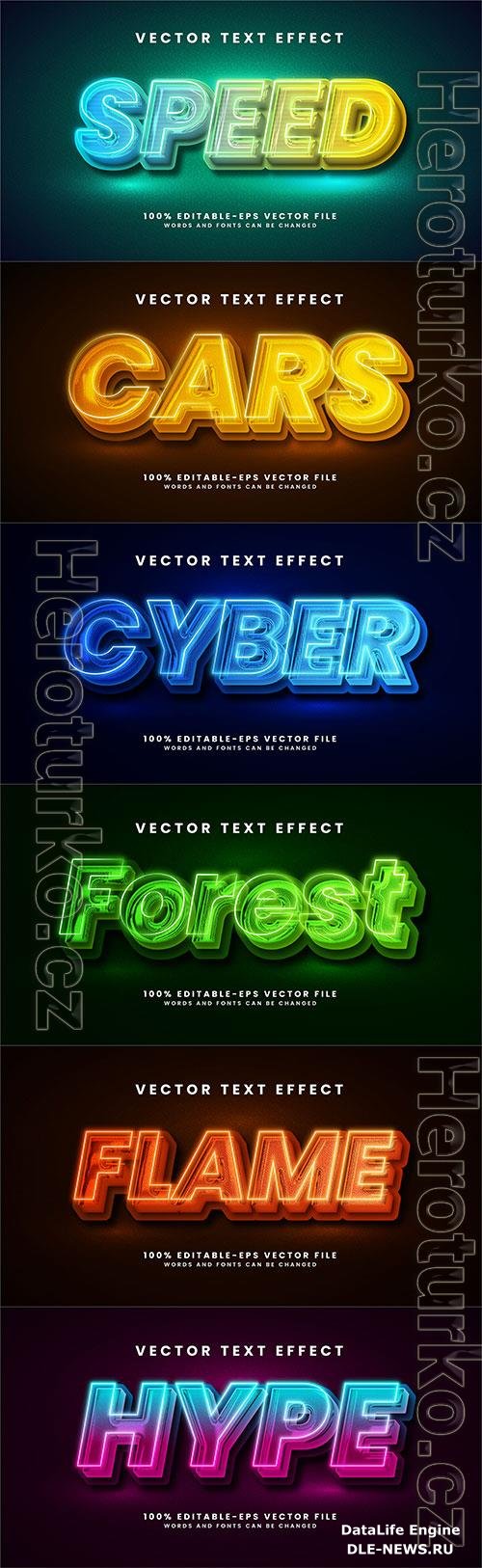 Set 3d editable text style effect vector vol 299