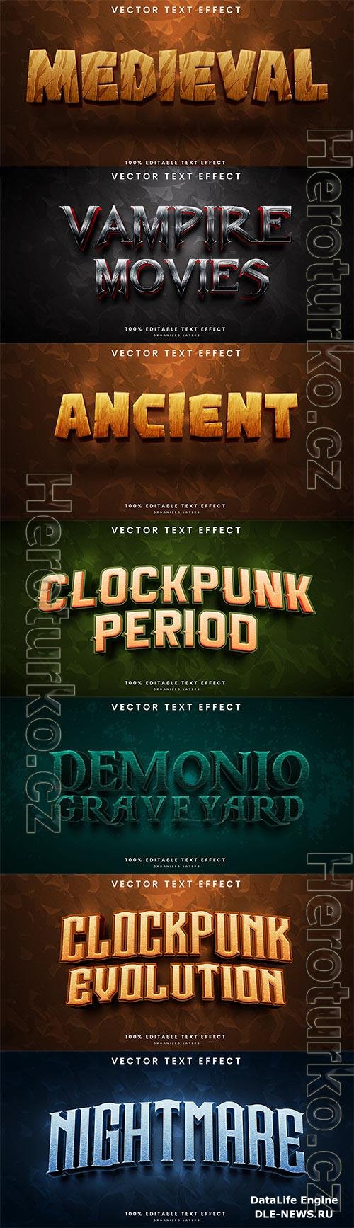 Set 3d editable text style effect vector vol 297