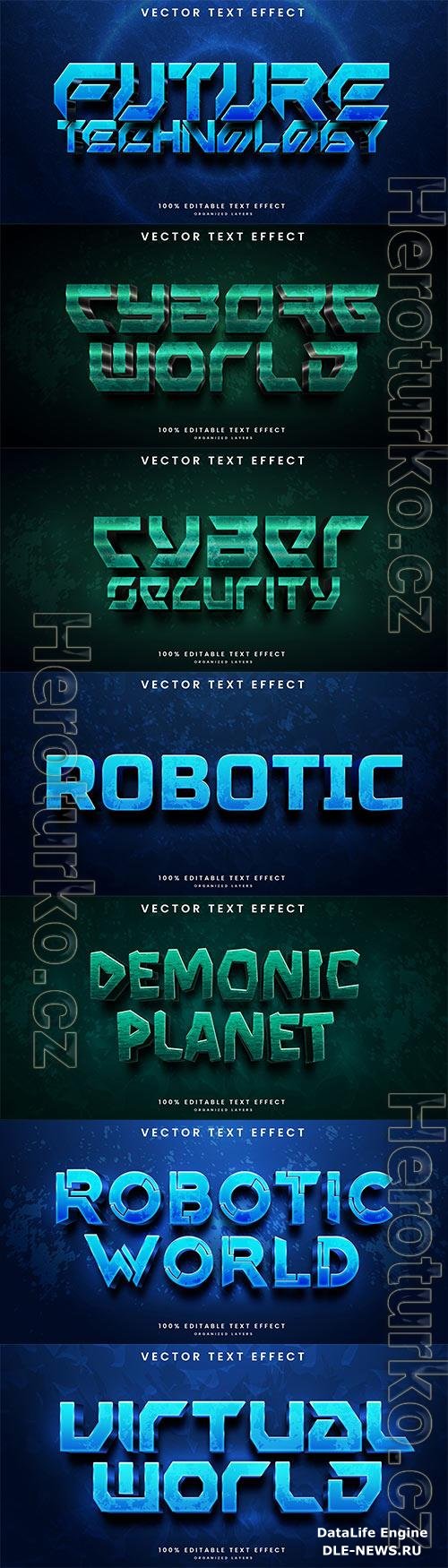 Set 3d editable text style effect vector vol 296