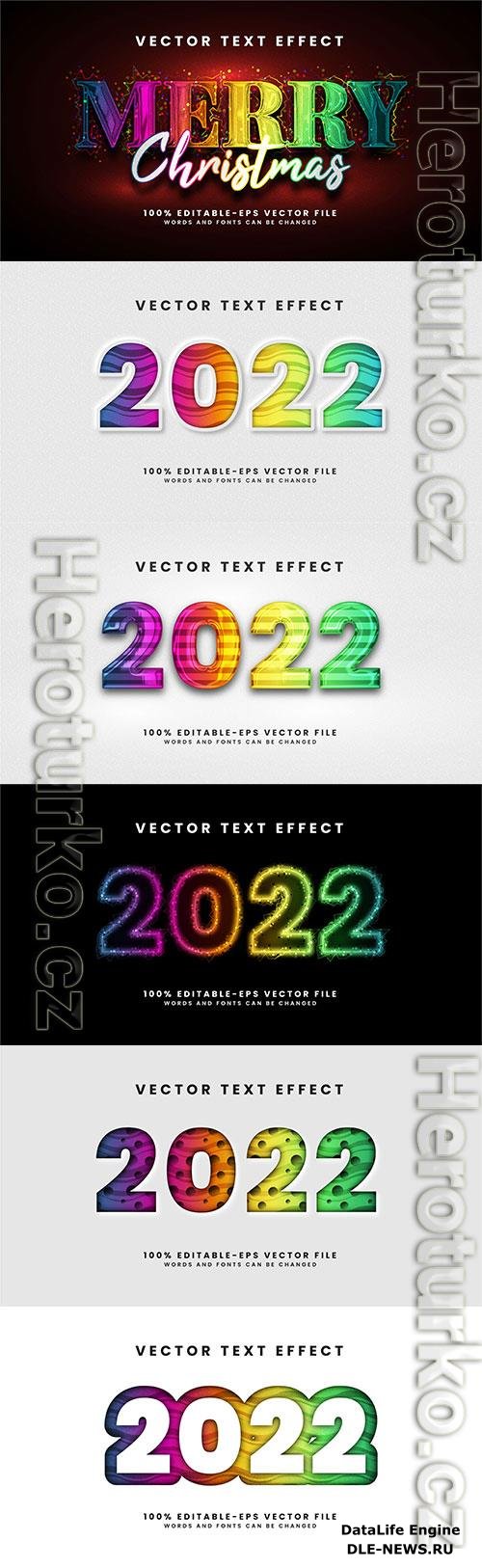 2022 glow text effect, editable text style effect with colorful theme, premium vector