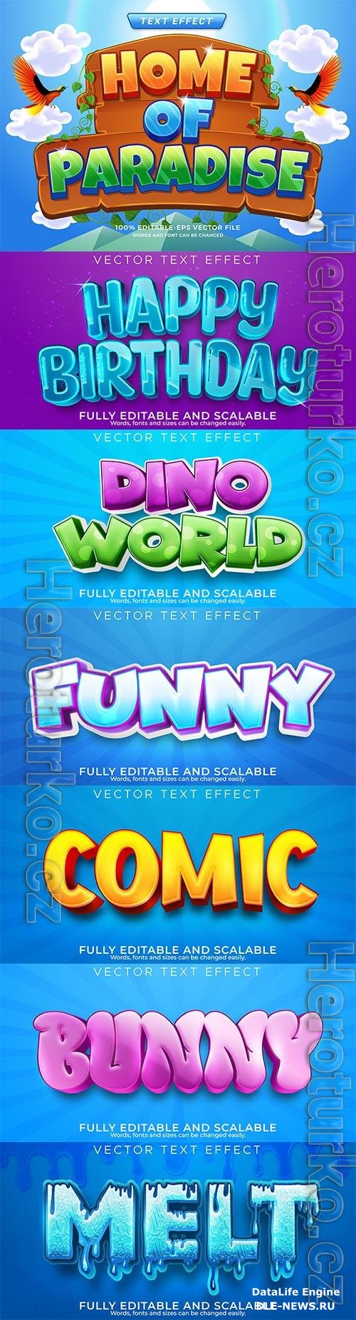 Set 3d editable text style effect vector vol 293