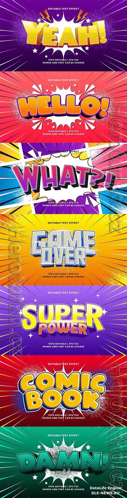 Set 3d editable text style effect vector vol 292