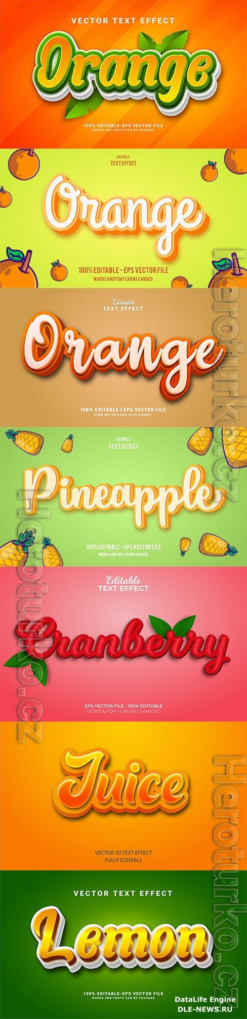 Set 3d editable text style effect vector vol 291